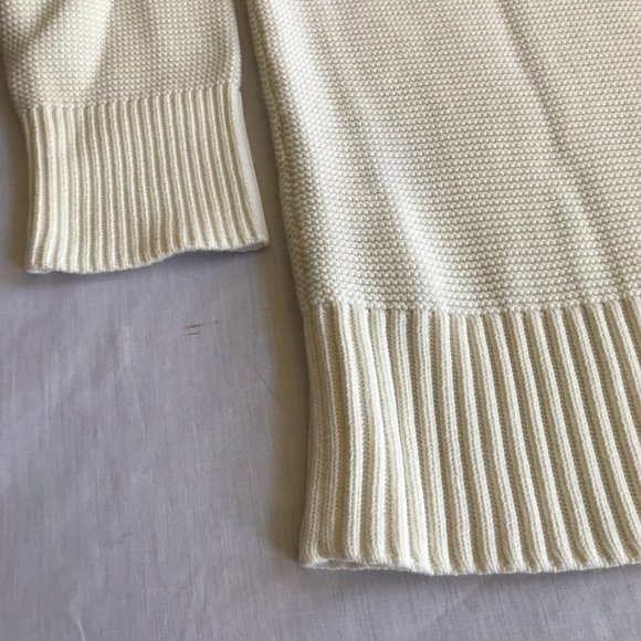 Everlane The Link-Stitch V-Neck Sweater Small Ivory Cream Bone Off White Cotton - Picture 10 of 14